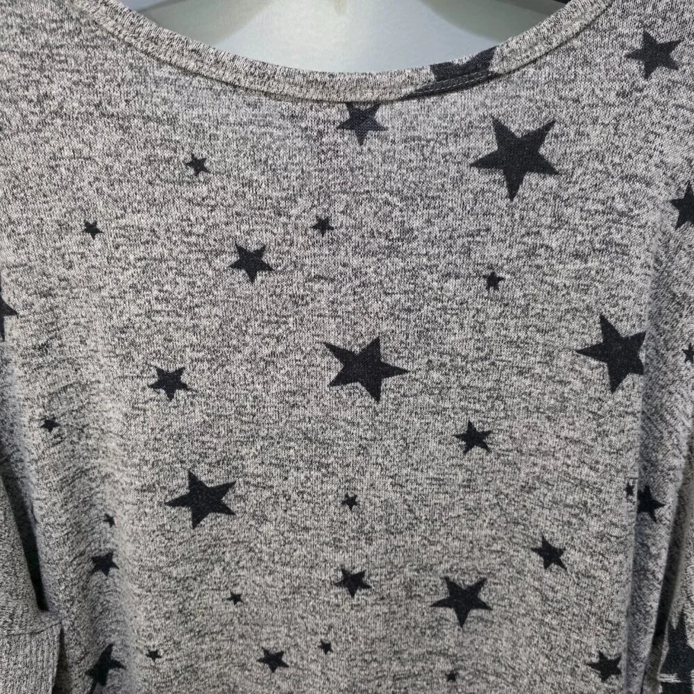 Buffalo David Bitton XXL Star Print Sweater Top Cozy Knit Batwing Sleeve Gray - Picture 8 of 9
